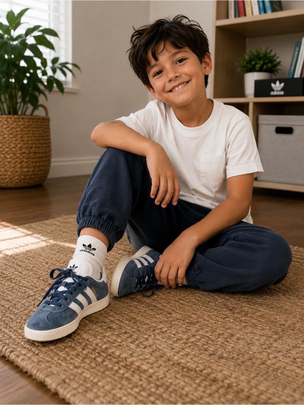 Adidas Originals Gazelle Kids Toddler Navy Blue Suede Sneakers Size 8K